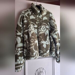 American Eagle Floral Patterned Fleece Jacket